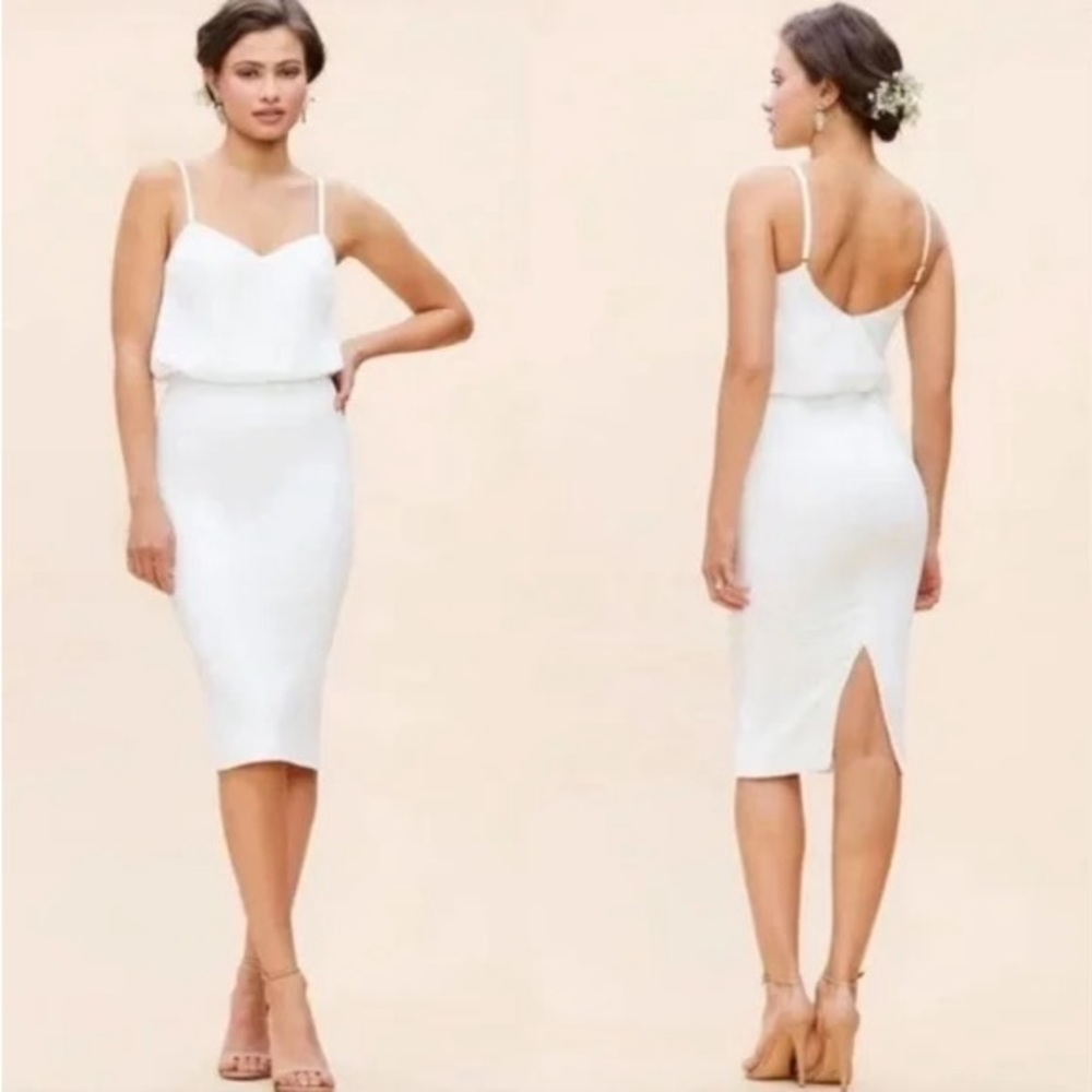 Dress the Population Alondra White Low Back Sheath Dress